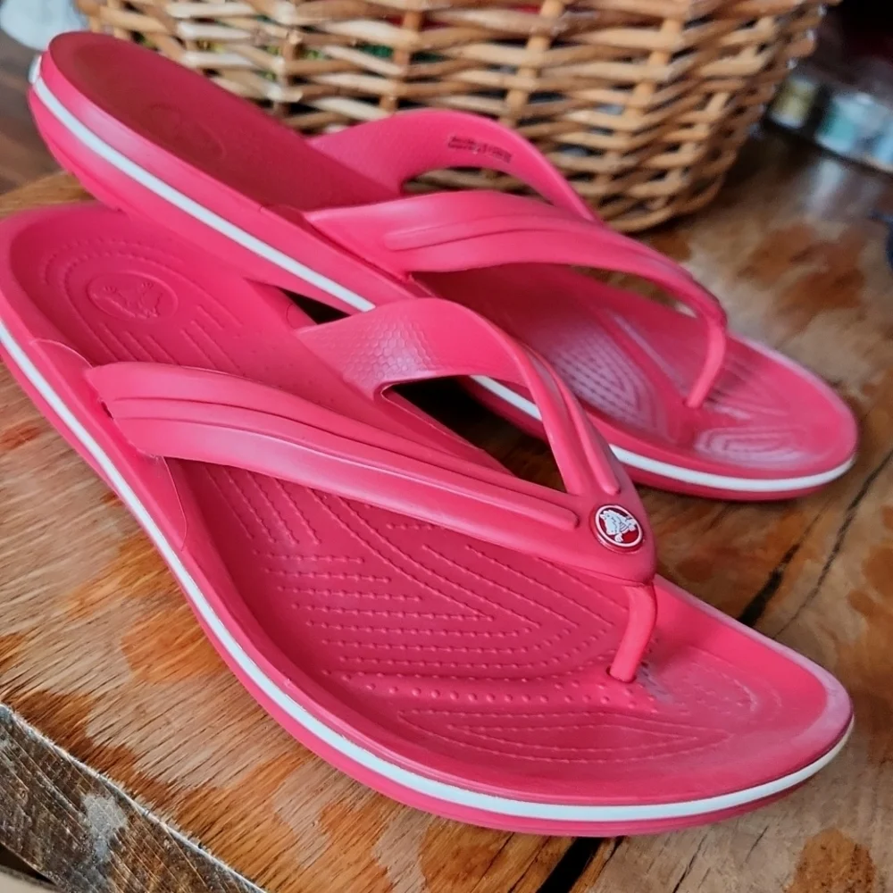 Crocs Crocband Mens Flip‎ Flops Red Shoes Size 12